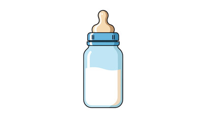 Baby Bottle with Milk Isolated on White
