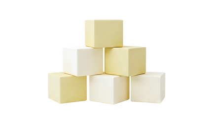 Stack of Light Yellow Cubes on White Background