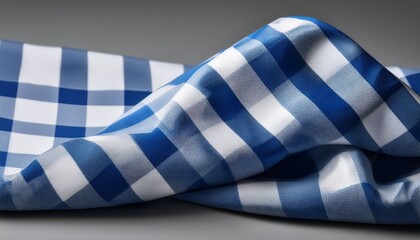 A Blue And White Checkered Cloth Is Laying On A Grey Surface The Cloth Is Folded In Half And The White Part Is Showing