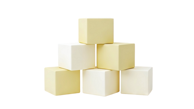 Stack of Light Yellow Cubes on White Background - Powered by Adobe