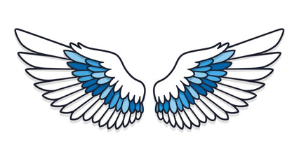 Obraz premium Angel Wings Illustration with Blue Feathers