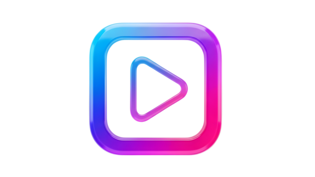 Glossy Gradient Play Button Icon Vector - Powered by Adobe