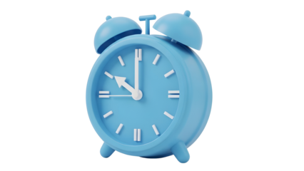 Light Blue Retro Alarm Clock Isolated on White Background