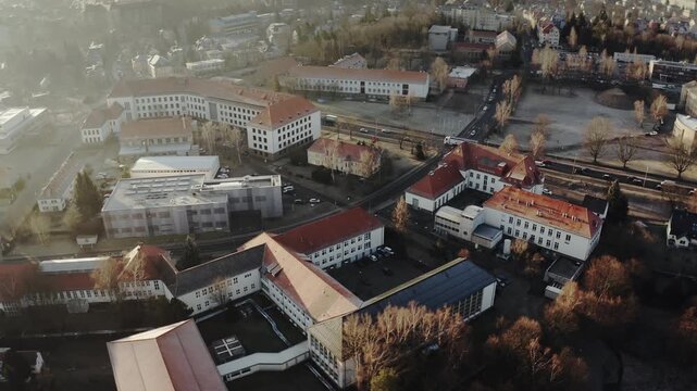 Aerial Drone Views of the Historic City of Freiberg in Saxony, Germany