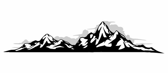 Mountain silhouette illustration vector isolated on white. for nature branding, and outdoor design element