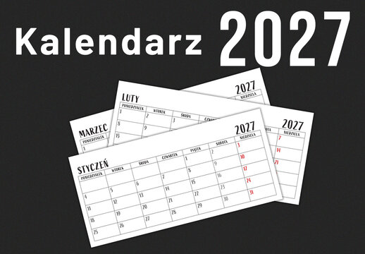 Calendar for 2027 design layout template