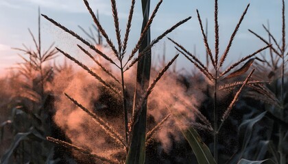 Obraz premium Reeds and grass field glowing in soft morning and sunset light