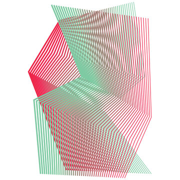 Abstract moir&eacute; effect illustration with blue and orange wavy lines isolated on white background