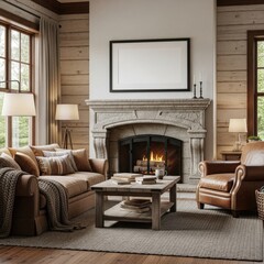 Cozy Living Room with Fireplace Interior 2.