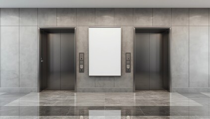 Modern concrete interior with elevator