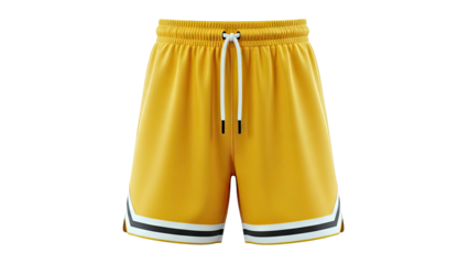 Yellow Basketball Shorts with White and Black Stripes
