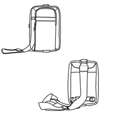 Sling Bag Outline - Front and Back Views for Design.
