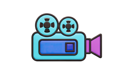 Stylized 3D Vintage Movie Camera Icon