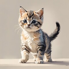 エキゾチックショートヘアの子猫が立つかわいいイラスト
