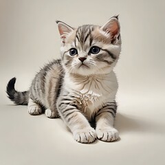 エキゾチックショートヘアの子猫が床で伏せるかわいい姿