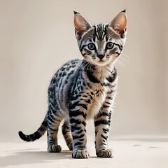 エジプシャンマウの子猫がちょこんと立つ姿