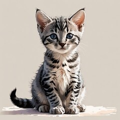 エジプシャンマウの子猫が座ってポーズを決める姿
