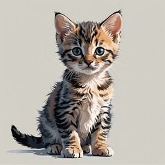座り姿が魅力的なオシキャットの子猫イラスト
