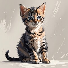 オシキャットの子猫の自然な座りポーズ