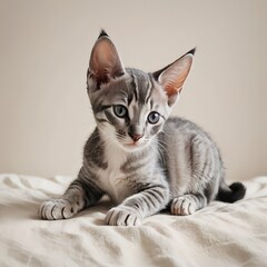 オリエンタルショートヘアの子猫が伏せてひと休みする姿