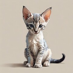 オリエンタルショートヘアの子猫が行儀よく座る姿