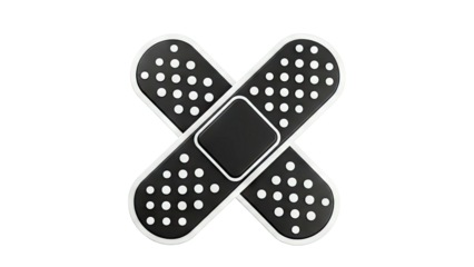 Crossed Black Band-Aids with White Dots