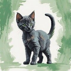 コラットの子猫の立った状態のイラスト