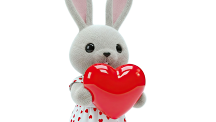 Cute Bunny Holding a Red Heart
