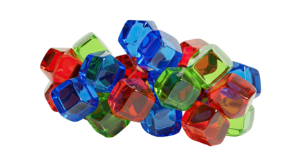 Pile of colorful translucent geometric shapes