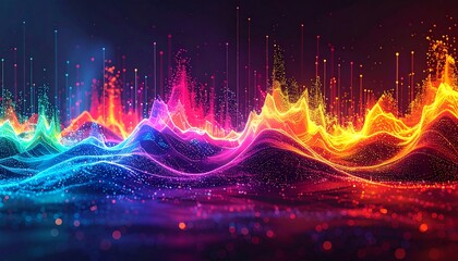 Vibrant Abstract Waveform Visualizer with Dynamic Color Spectrum.