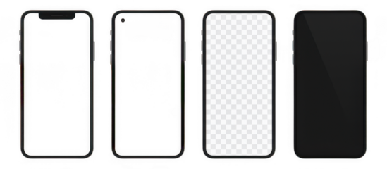 Four smartphone mockups in various styles
