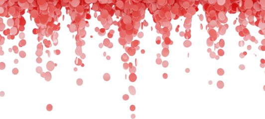 A cascade of tiny irregular coral colored circles falling downwards creating a decorative festive abstract pattern confetti celebration decoration party transparent background