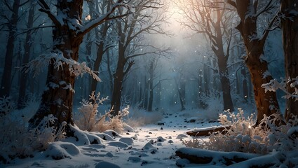 Snowy Winter Pine Forest Landscape