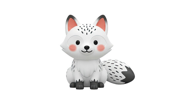 Cute cartoon arctic fox with blush and dotted markings