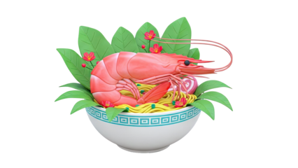Stylized Shrimp Ramen Bowl