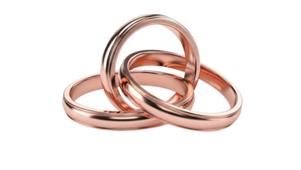 Three Interlocking Rose Gold Wedding Rings