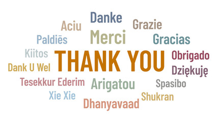 Obraz premium Thank You Multilingual Typography for International Events