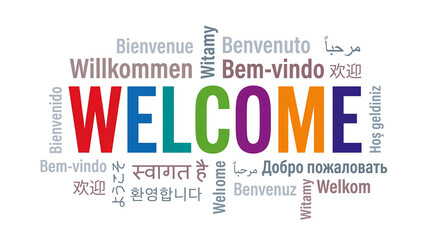 Fototapeta premium Welcome Multilingual Typography for Global Communication