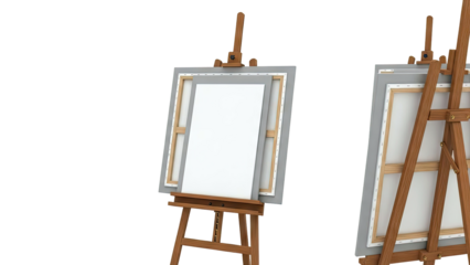 Wooden Easel with Blank Canvas