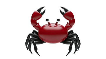Cartoon Red Crab with Big Claws and Googly Eyes