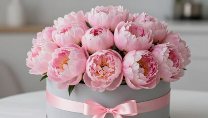 Luxury Pink Peony Arrangement in Designer Gift Box