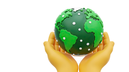 Stylized Hands Holding Earth Globe