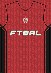 Red football jersey mockup with vertical stripe pattern.