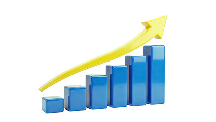 Upward Trending Bar Chart with Yellow Arrow