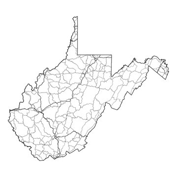 West Virginia State Map Road Network Vector SVG Black Lines Wireframe Transparent Background Isolated Minimalist Cartography