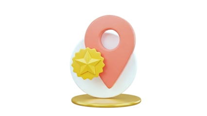 3D Render of a Location Pin with a Star Badge