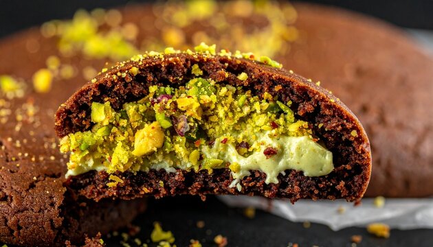 Melting Pistachio Chocolate Cookie Close Up