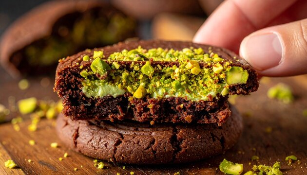 Melting Pistachio Chocolate Cookie Close Up