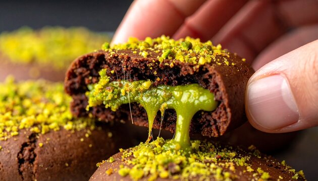 Melting Pistachio Chocolate Cookie Close Up