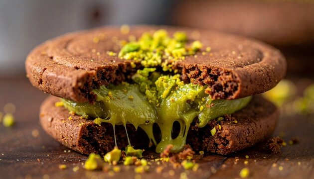 Melting Pistachio Chocolate Cookie Close Up